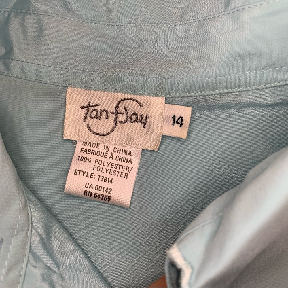 Tiffany Blue Tan F Jay Pearl Button Up Shirt Size 14 View 4
